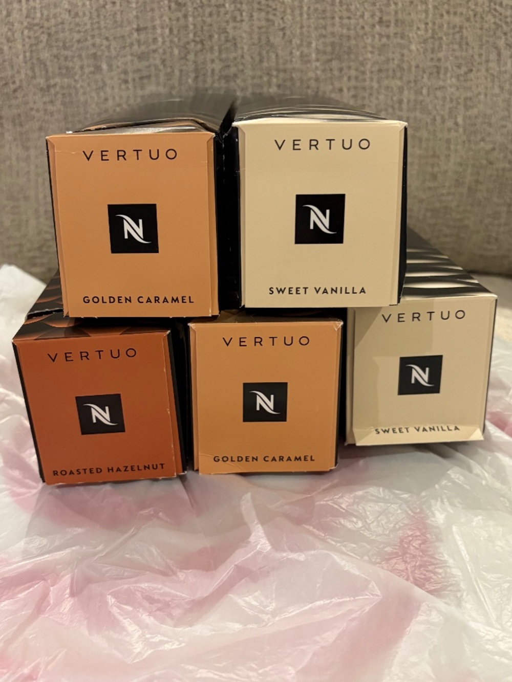 Nespresso Vertuo coffee pods. 5 boxes of Barista Creations (50 ct total)